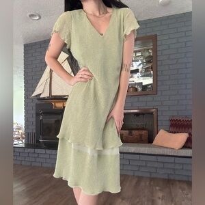 Coldwater Creek Light Green Layered Midi Dress